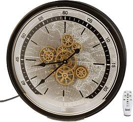 Wanduhr mit beweglichen Zahnrädern und LED Licht