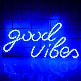 Wanxing Blaues Good Vibes Neon Schild,Good Vibes