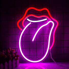 Wanxing Neon Schild Flamme Rote Lippen Große