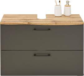 Waschbeckenunterschrank in Eichefarben/Grau