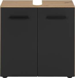 Waschbeckenunterschrank in Grau/Eichefarben