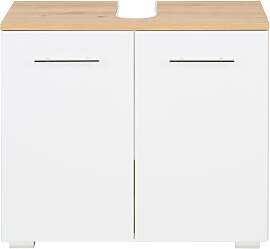 Waschbeckenunterschrank in Weiß/Eichefarben