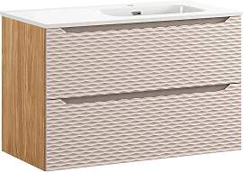 WASCHTISCH 90cm Elora Beige und Holz