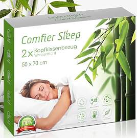 wasserdichte Kissenbezug 50x70 cm - 100 % Bambus,