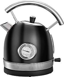 Wasserkocher Retro aus Edelstahl in Schwarz