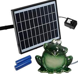Wasserspeier Frosch mit Akku Solarpumpe 12cm aus