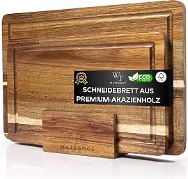 WATEGOOS Schneidebrett aus Akazienholz mit Halter