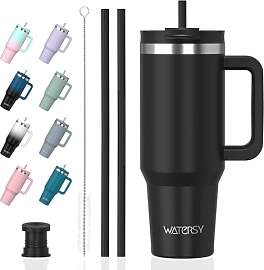 WATERSY 1.2L Thermobecher mit 2 Strohhalmen,