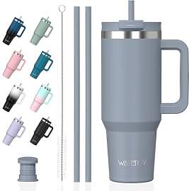 WATERSY 891ml Thermobecher mit 2 Strohhalmen,