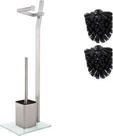 WC Garnitur - Mattes Chrom - 22 x 18 x 70 cm -