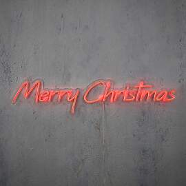 Weihnachts-Wandlampe Neon Rot - Frohe Weihnachten