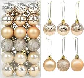 Weihnachtsbaumkugeln Gold, 36 Stück 4cm