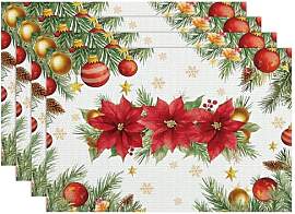 Weihnachtsblume Weihnachtskugeln Tischsets 4er
