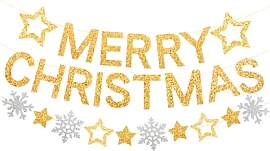 Weihnachtsdeko - Merry Christmas Girlande Gold,