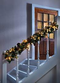 Weihnachtsgirlande mit Beleuchtung, Grün-Gold,