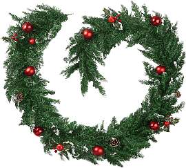 Weihnachtsgirlande naturgetreu mit Kugeln und