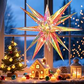 Weihnachtsstern Beleuchtet, 3D Irisierender