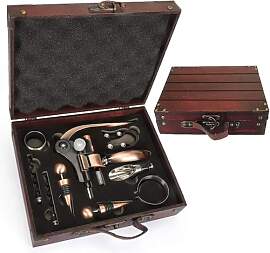 Weinkorkenzieher-Set mit Vintage-Holzkiste, Wein