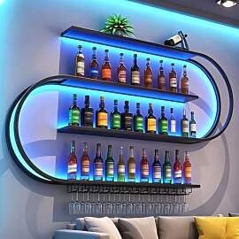 Weinregal zur Wandmontage mit Wein Glashalter, 4