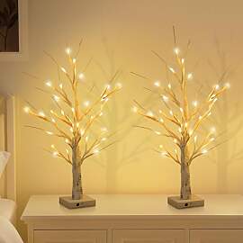 Weiongppy 2er Set Lichterbaum Birke 60cm mit 24