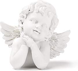Weiß Gebet Engel Statue Harz Cherubin Flügel