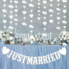 Weiß JUST Married Girlande mit 4 Stück 4m