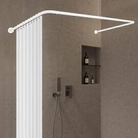 Weiß/Schwarz/Silber Duschvorhangstange, 150-190cm 