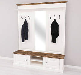 Weiße Landhaus Garderobe mit Spiegel,