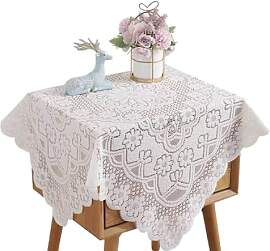 Weiße Spitzentischdecke, Elegante, Mit Blumen