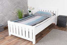 Weißes Einzelbett Buche Vollholz 107, inkl.