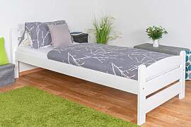 Weißes Einzelbett, hochwertiges Gästebett Buche
