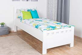 Weißes Einzelbett, kleines Gästebett Buche