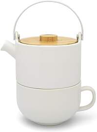 weißes mattes Keramik Tea-for-one Set 0.5 Liter