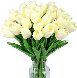 Wekuw Tulpen 15 Stück künstliche Tulpen 33,5cm