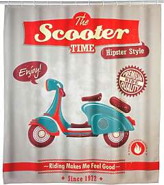 WENKO Anti-Schimmel Duschvorhang Vintage Scooter - 