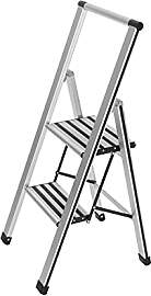 WENKO Leichte Aluminium Trittleiter mit 2 Stufen