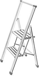 WENKO Leichte Aluminium Trittleiter mit 2 Stufen