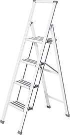 WENKO Leichte Aluminium Trittleiter mit 4 Stufen