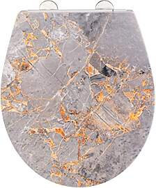 WENKO WC-Sitz Grey Marble, eleganter Toilettensitz 