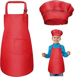 WEONE Kinder Schürze und Kochmütze Set, Kinder