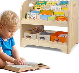 Whemyreat Bücherregal aus Holz, gewellt, 40 x 40