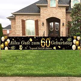 Whimzey Deko 60 Geburtstag Frau Mann Banner XXL