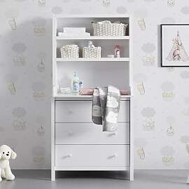 Wickelkommode Marie Weiß MDF mit Regalaufsatz