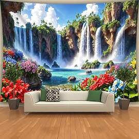 WIERAEM Wald Wandteppich Natur Wasserfall Wasser
