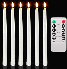 wiipara 6 Stk. Flackernde LED Stabkerzen mit