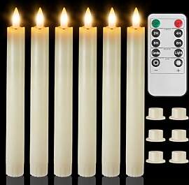 wiipara 6 Stück Flackernde LED Stabkerzen mit