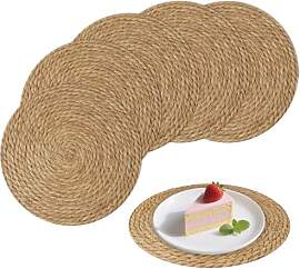 wiipara Runde Platzsets aus Rohrkolben (30cm), 6er 