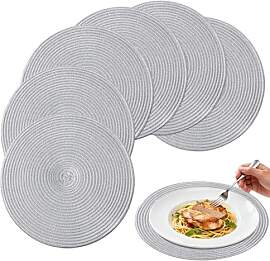 wiipara Runde Tischsets Platzsets Silber für