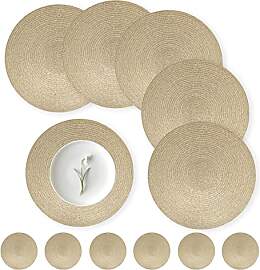 wiipara Tischsets Platzsets Weihnachten Gold Rund