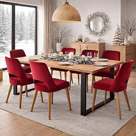 Wildeiche-Massivholztisch 180x90cm mit U-Gestell - 